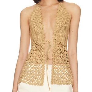 Alice Tie Front Top in Toast